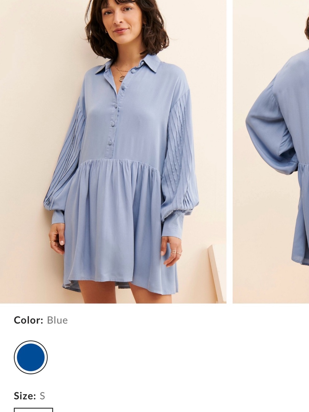 Free People Light Blue Long Sleeve Babydoll Dress